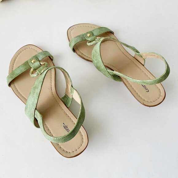 George Green Croc Embossed Vegan Leather Wedge Sandals Size 7 - Picture 6 of 11